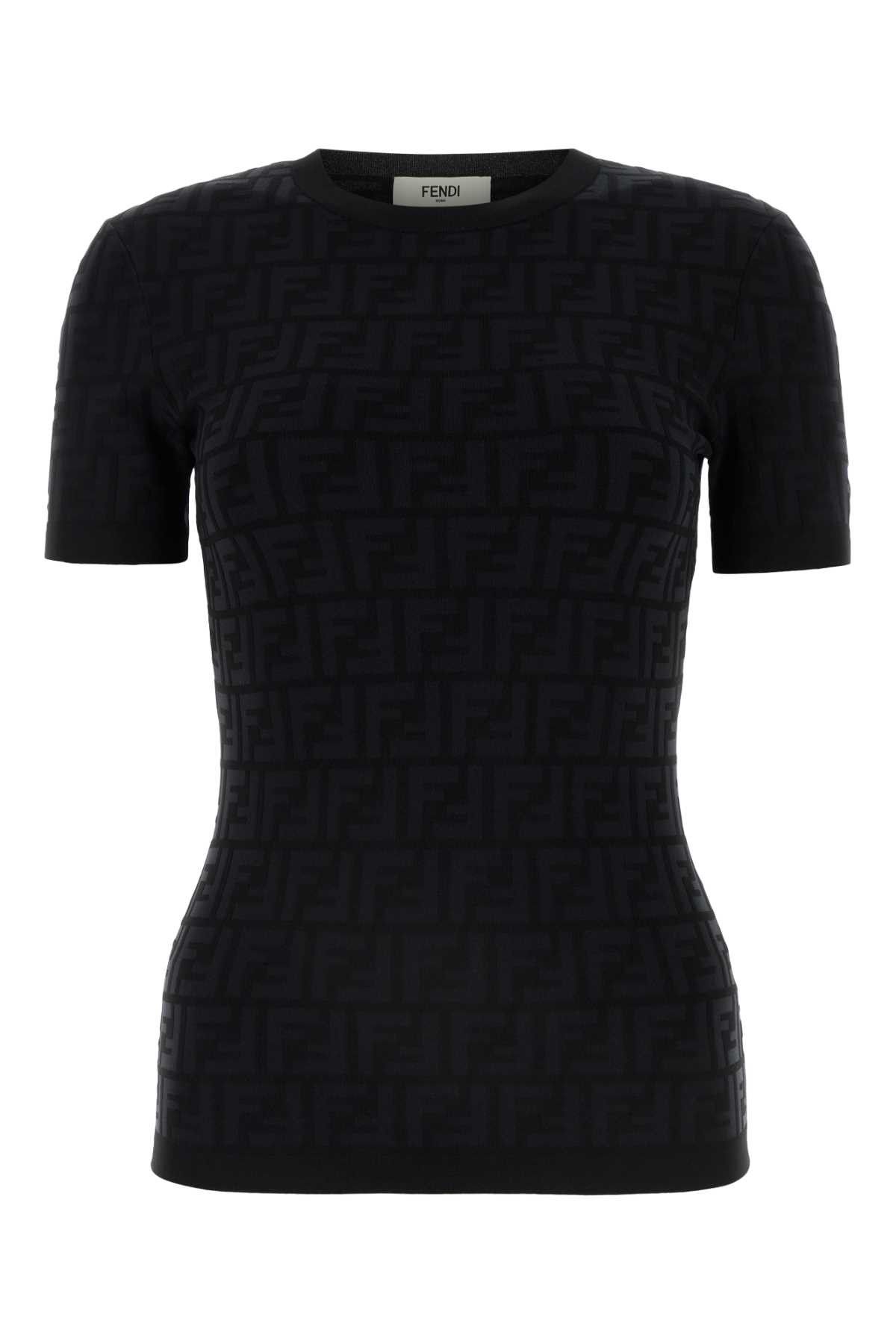 image of Fendi Black Stretch Viscose Blend T-Shirt, Women's (Size XS)