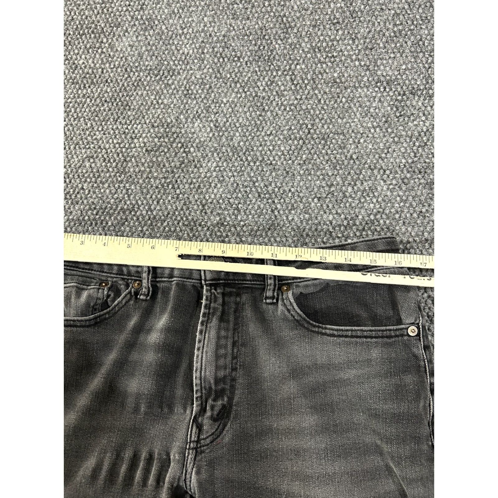 American Eagle Outfitters american eagle jeans mens 33x32 slim black distressed denim retro hem hole blemish Size US 33 - 5 Thumbnail