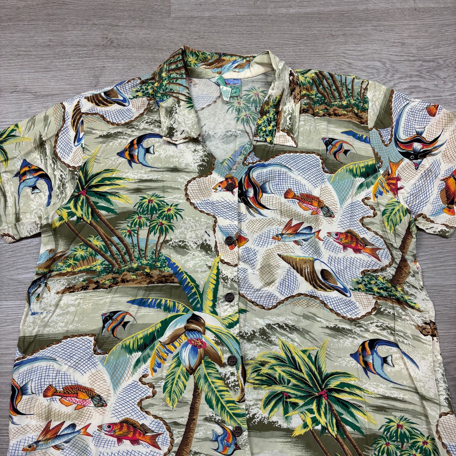 Reyn Spooner × Vintage Vintage Reyn Spooner Hawaiian Palm Tree Fish Shirt Men's S Size US S / EU 44-46 / 1 - 2 Thumbnail