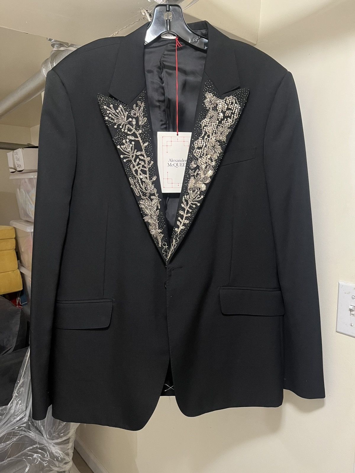 Alexander McQueen Embellished Floral-Lapel Tuxedo Jacket Sz 54R EU(43R US) Size 54R - 1 Thumbnail