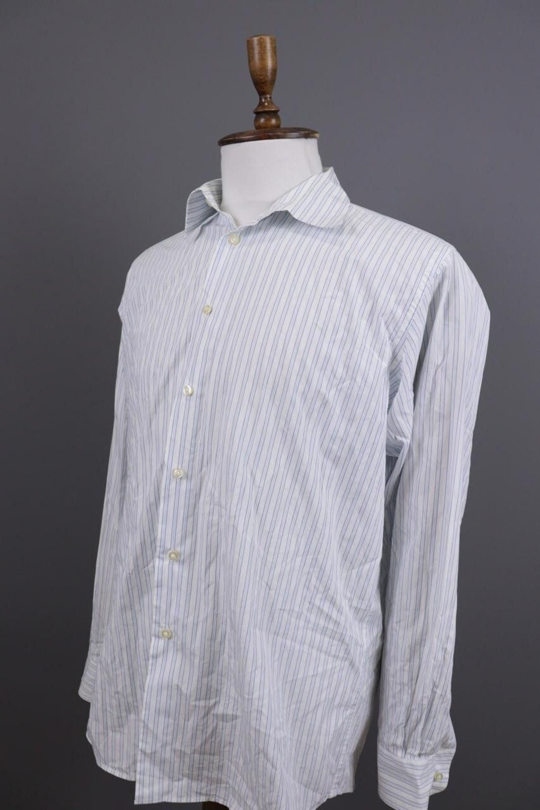 Designer Best Company White Pinstripe Button Down Shirt Size L Size US L / EU 52-54 / 3 - 6 Thumbnail