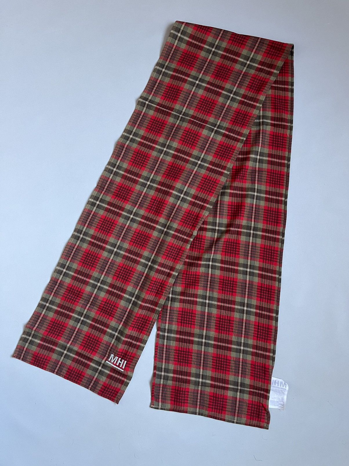 Designer × Japanese Brand × Maharishi Maharishi Unisex Red Plaid Cotton Scarf Size ONE SIZE - 5 Thumbnail
