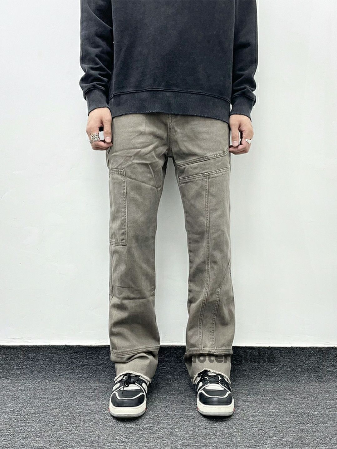 Designer × Japanese Brand × Vintage washed faded patchwork punk flared yuppie pants Size US 30 / EU 46 - 2 Thumbnail