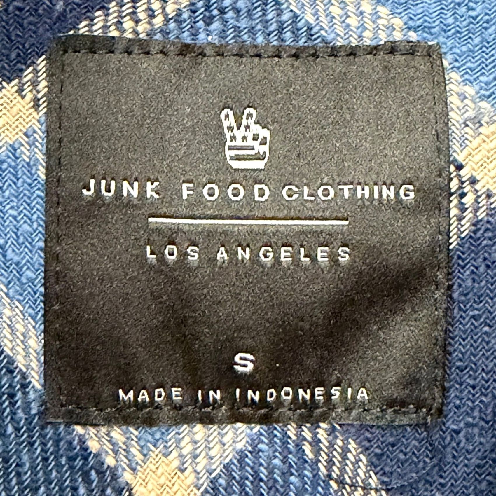Junk Food Clothing Shirt Mens S Blue Plaid Flannel Long Sleeve Cotton Button-Up, Men's — image 5 of 6