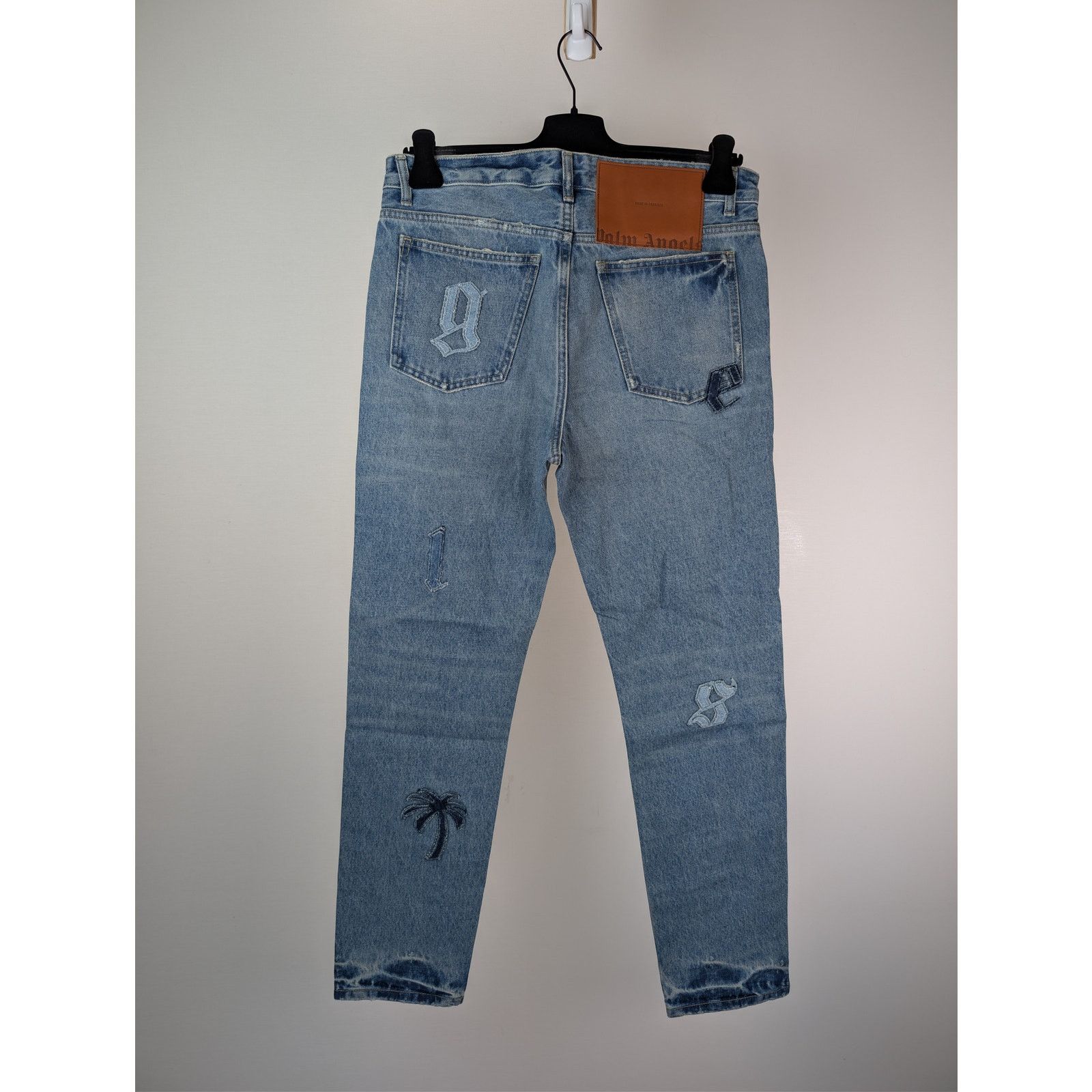 Palm Angels o1rshd1 LW Logo Denim Patches Regular Fit Jeans Light Blue Size US 30 / EU 46 - 11 Thumbnail