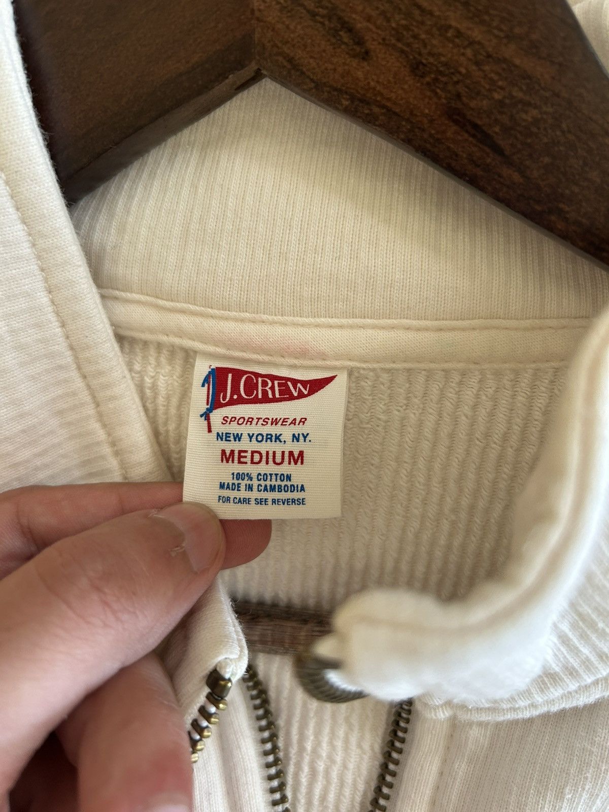 J.Crew J.Crew white cotton terry quarter zip sweatshirt Size US M / EU 48-50 / 2 - 3 Thumbnail