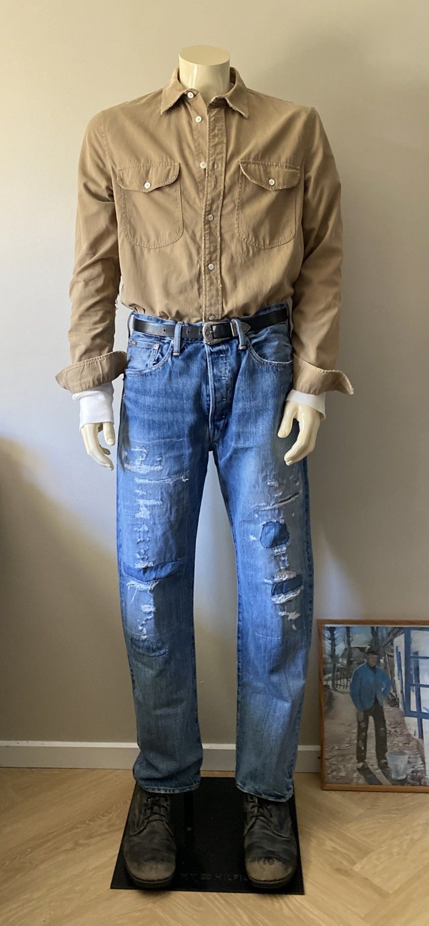 Kapital Repair Work Shirt - Khaki Twill Size US M / EU 48-50 / 2 - 6 Thumbnail