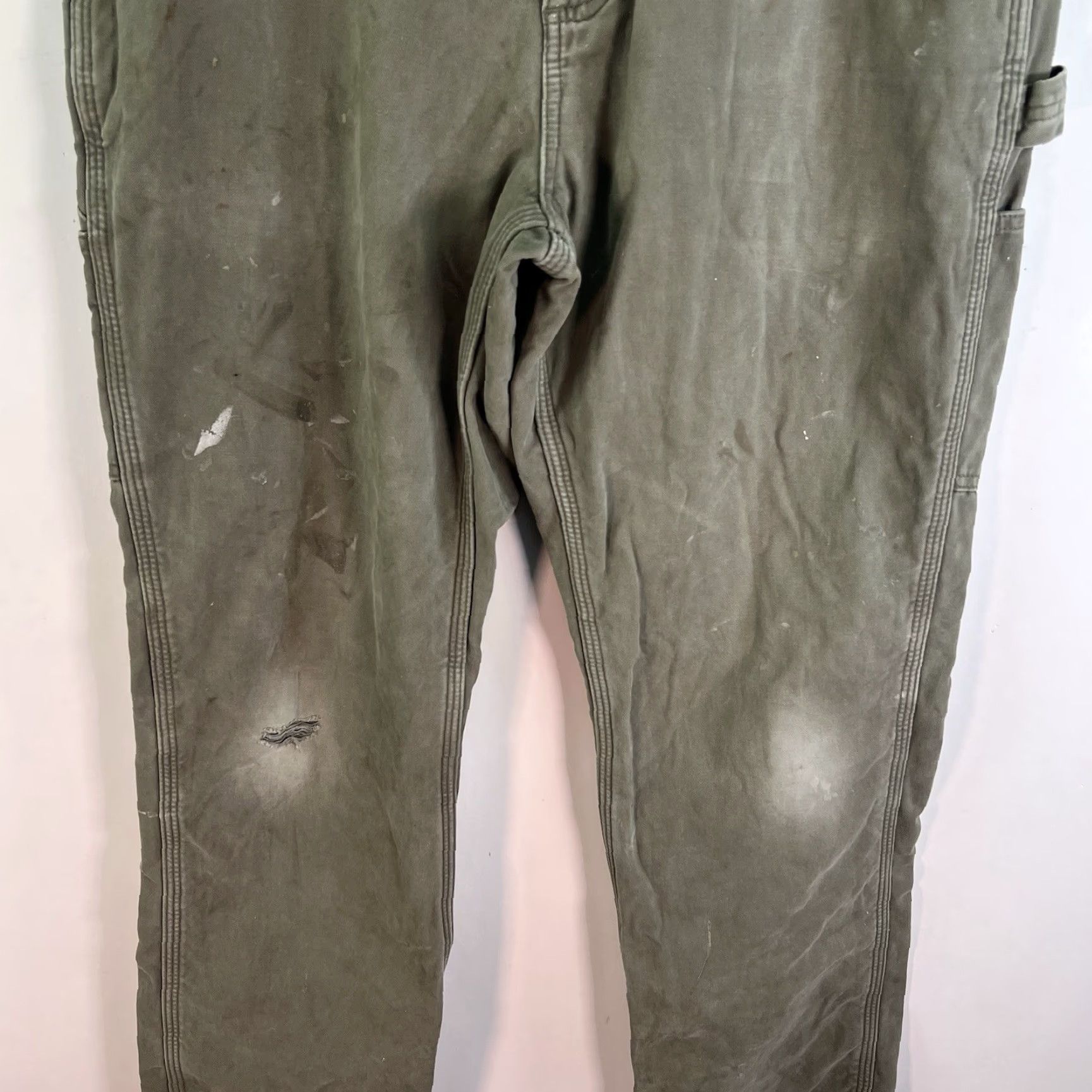 Carhartt VINTAGE Carhartt Canvas Carpenter Lined Distressed Pants Mens Size 34x32 Sage Green 10070 Grunge Workwear Size US 34 / EU 50 - 3 Thumbnail
