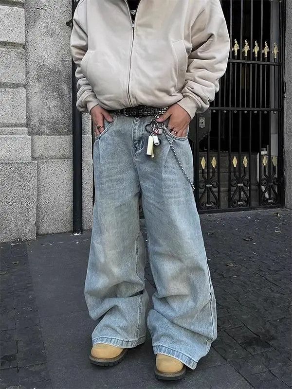 VIBE Baggy Washed Wide Leg Jeans Size US 33 - 6 Thumbnail