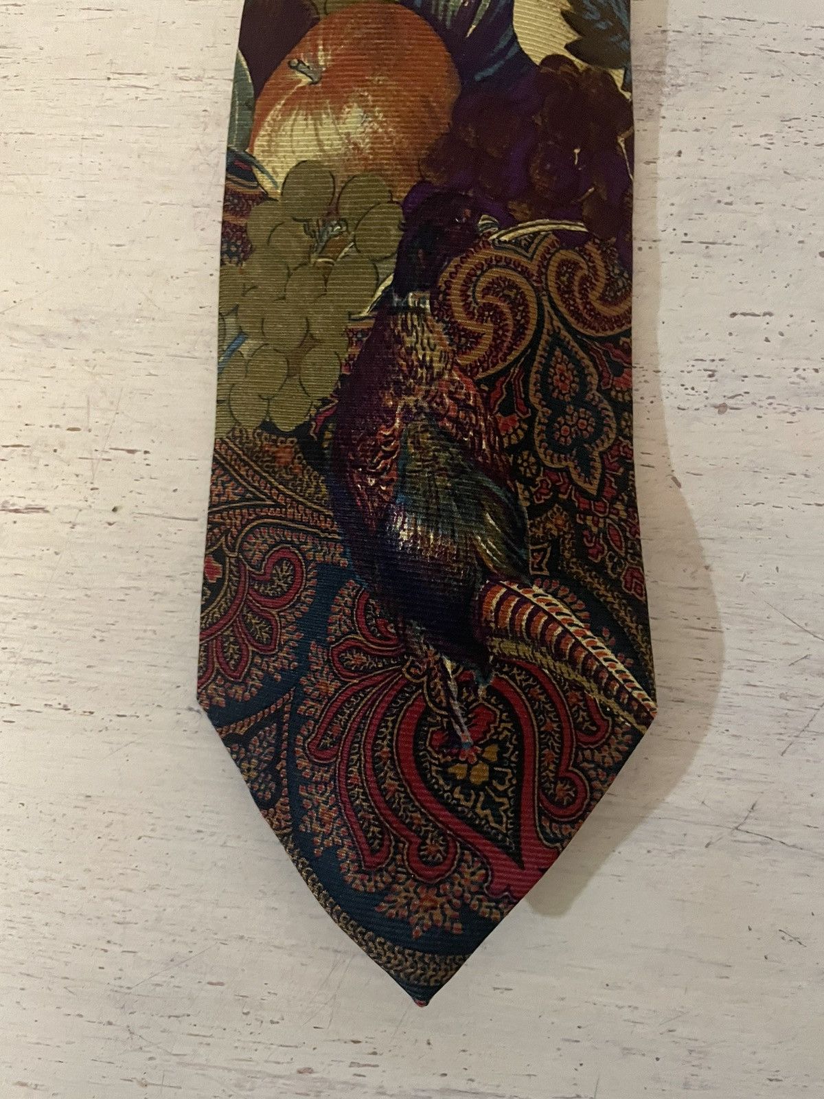 Polo Ralph Lauren × Vintage Rare Paisley-Fruit Pheasant Print Silk Tie Size ONE SIZE - 2 Thumbnail