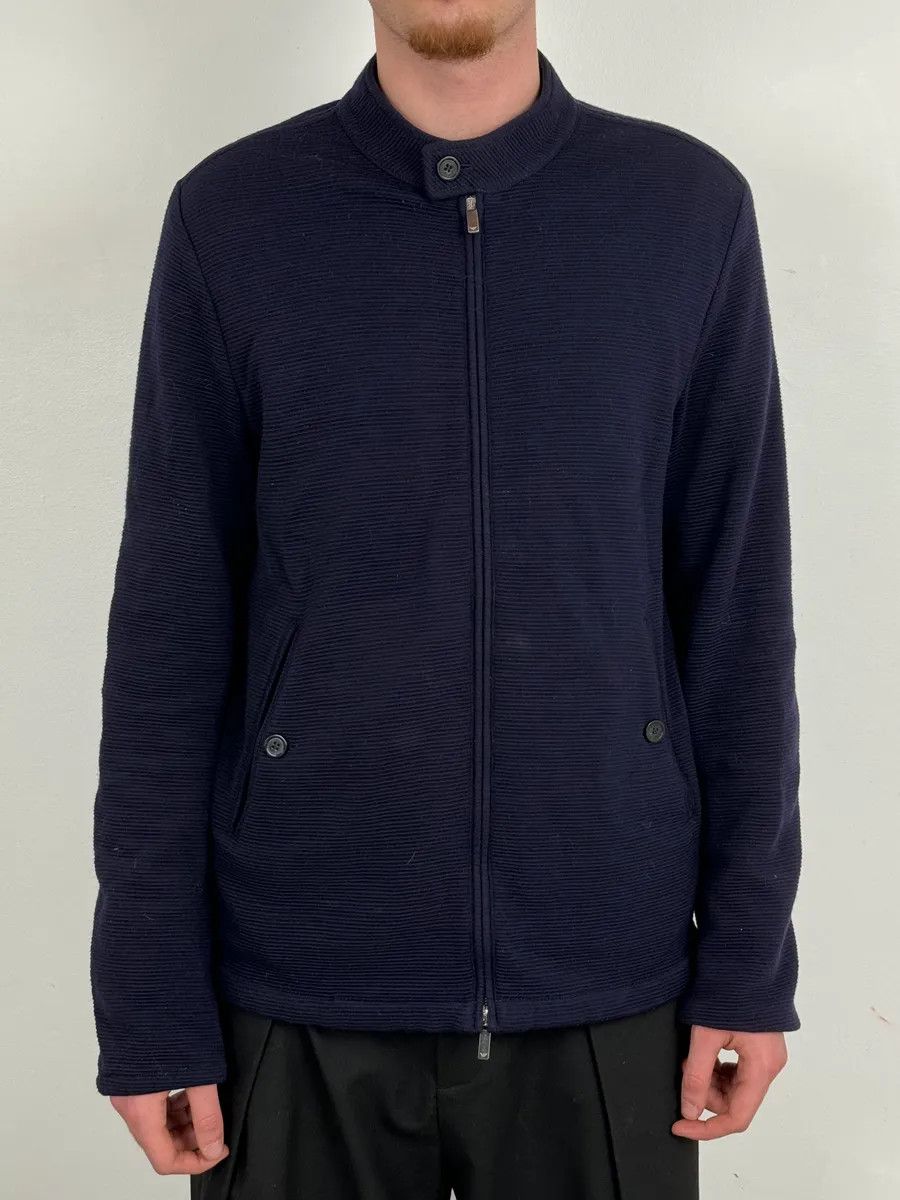 Emporio Armani SS2016 Emporio Armani Navy Wool Minimalist Zip-up Jacket Size US L / EU 52-54 / 3 - 2 Thumbnail
