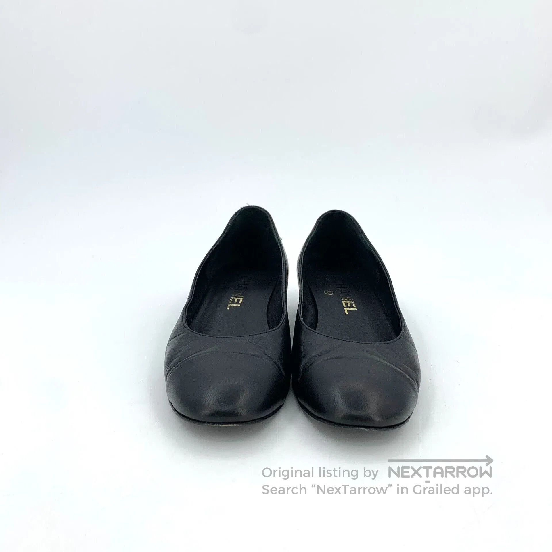 Chanel Chanel Black Leather Pearl Heel Pumps. Size US 5 / EU 37 - 3 Thumbnail