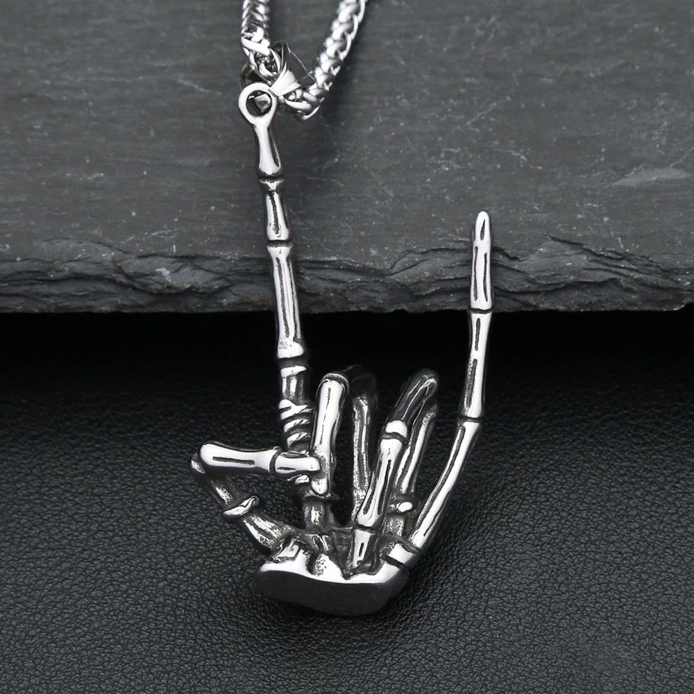 Jewelry Vintage Gothic Skull Gestures Pendant Necklace Size ONE SIZE - 3 Thumbnail