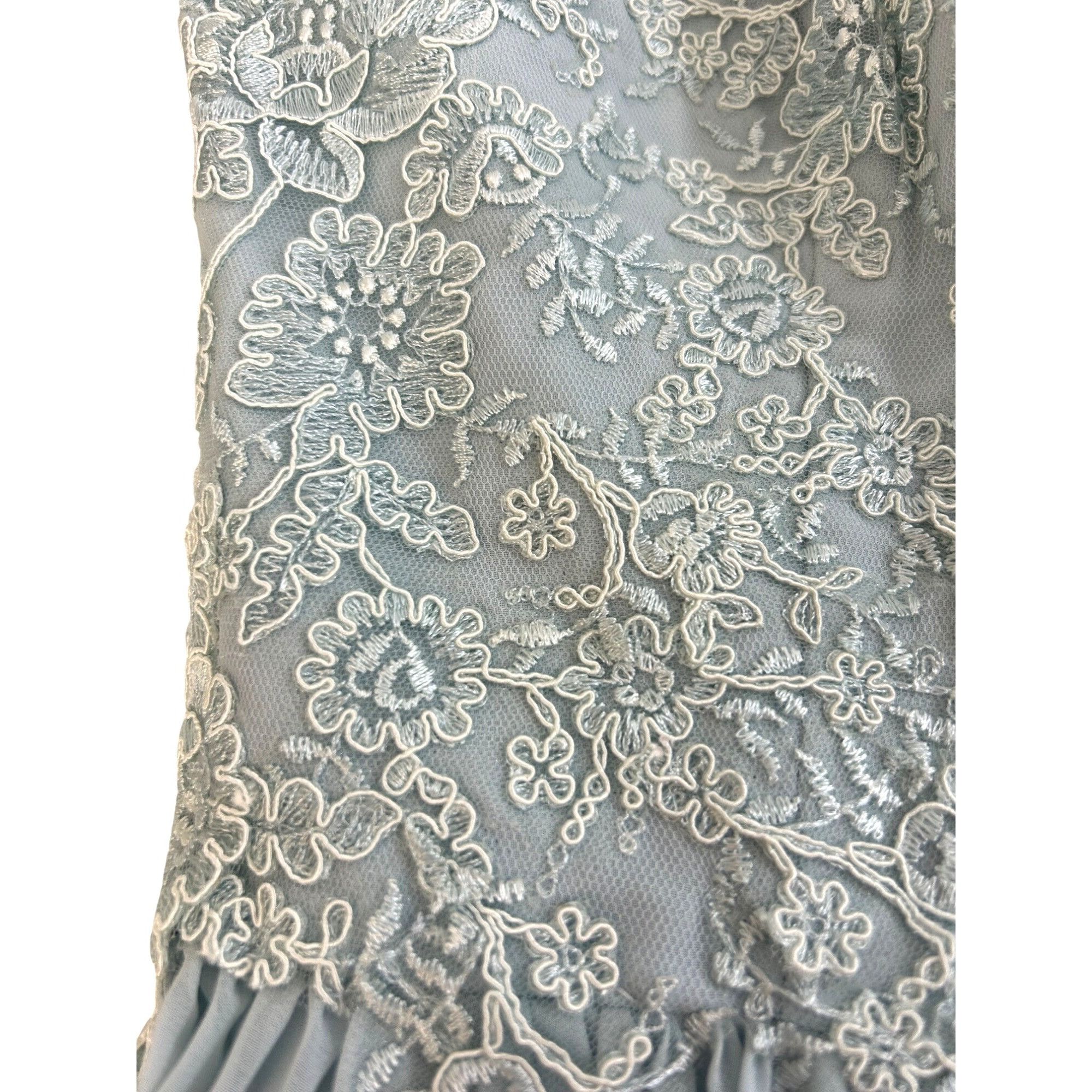 Other JJ’s House Cocktail Dress 4 Blue Green Lace Chiffon Pleats S Size S / US 4 / IT 40 - 18 Thumbnail