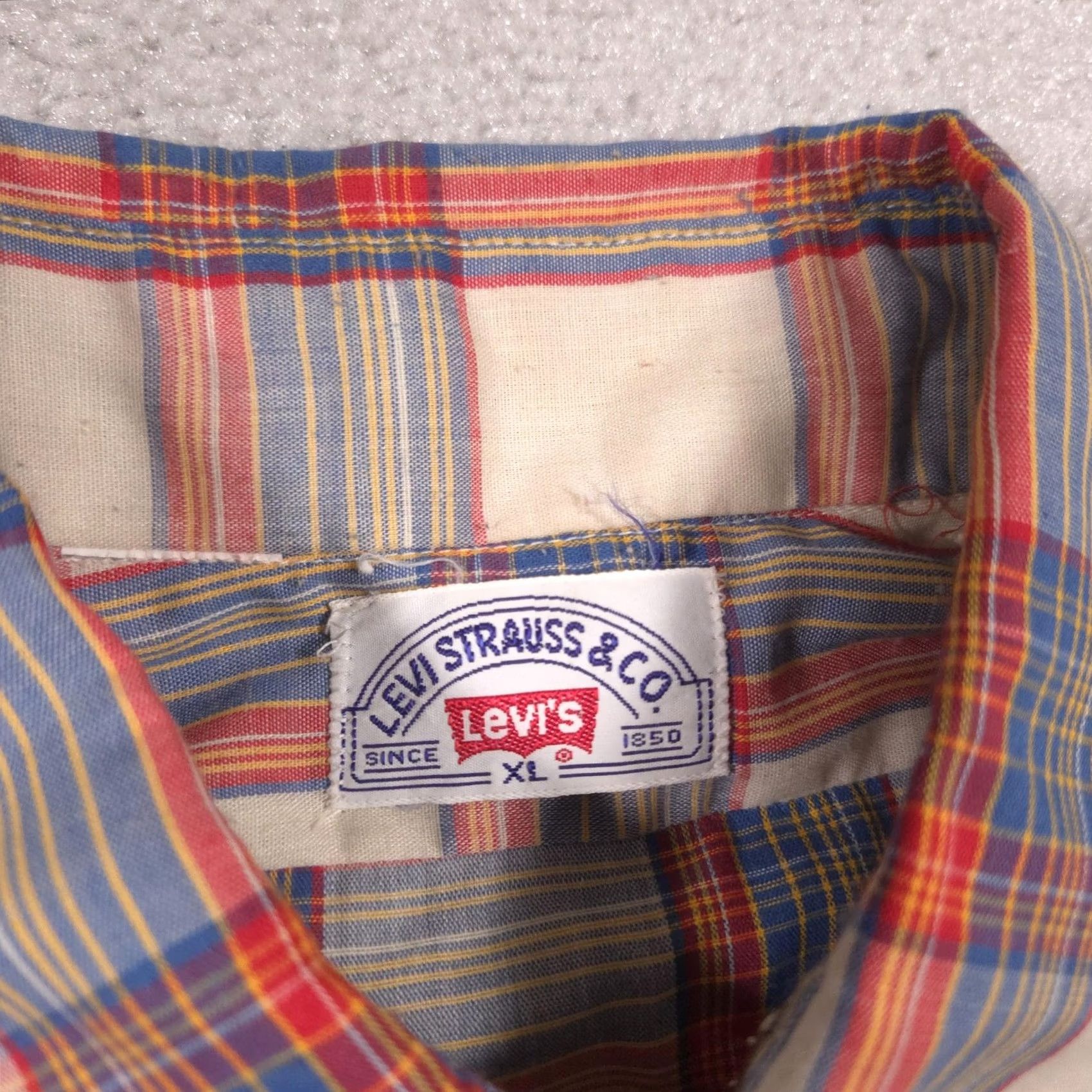 Levi's Levi's Shirt Mens XL Beige Plaid Button Front Short Sleeve Casual Summer Womens? Mens Size US XL / EU 56 / 4 - 5 Thumbnail