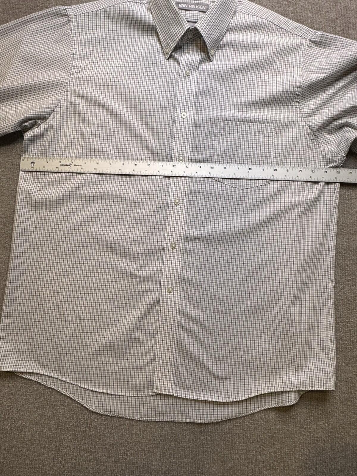 Van Heusen Van Heusen Men's 17.5, 36/37 Tan Plaid Button Down [734] Size 44R - 7 Thumbnail