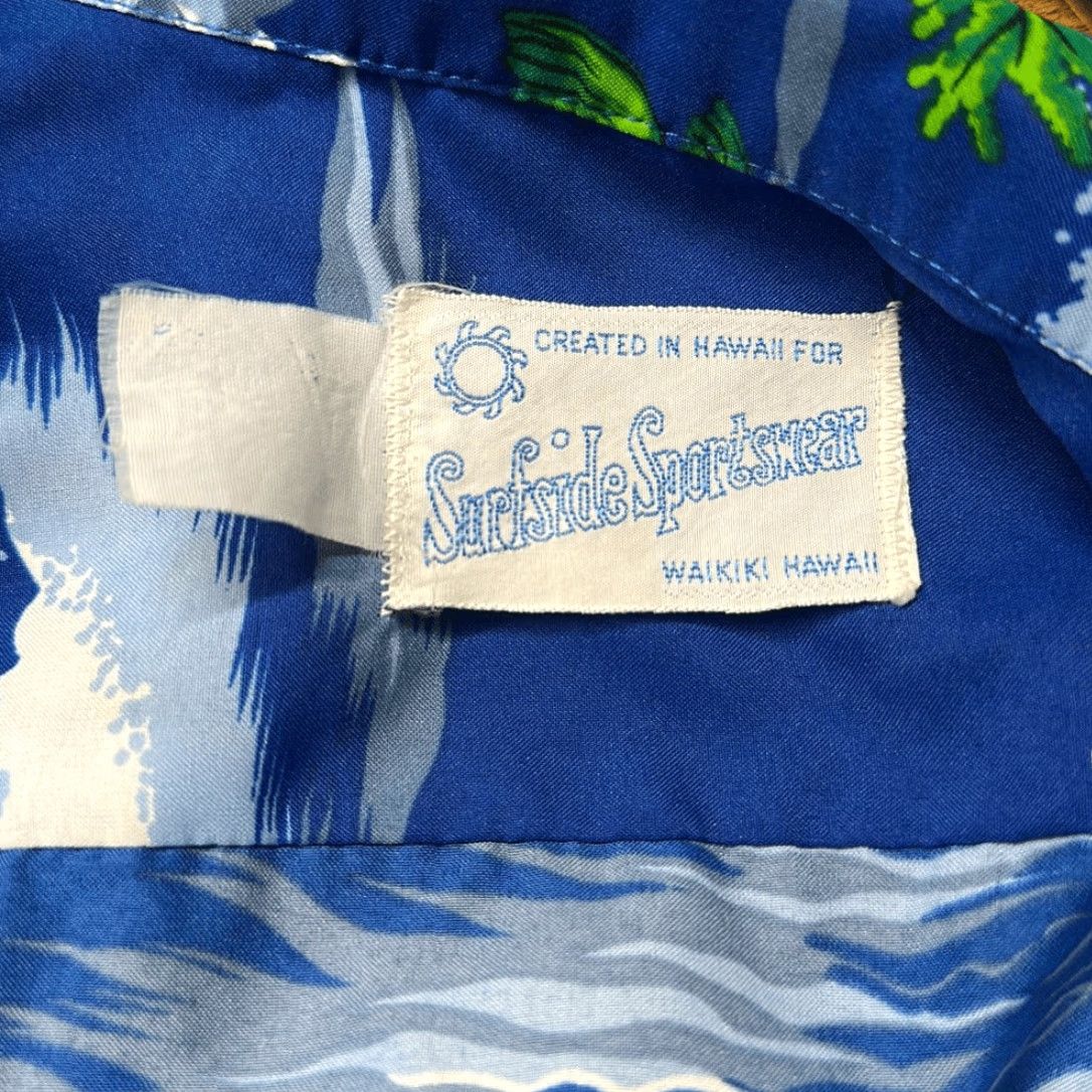 Vintage Surfside Sportswear Waikiki Hawaiian Silk Camp Shirt Short Sleeve Button XL Men Blue Cream Button-Up Shirt XL Mens Size US XL / EU 56 / 4 - 5 Thumbnail