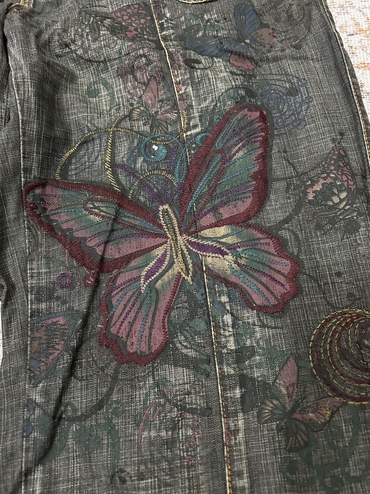 Hysteric Glamour × Japanese Brand Cargo MultiPocket Emboidered Butterfly Pants Size US 29 - 8 Thumbnail