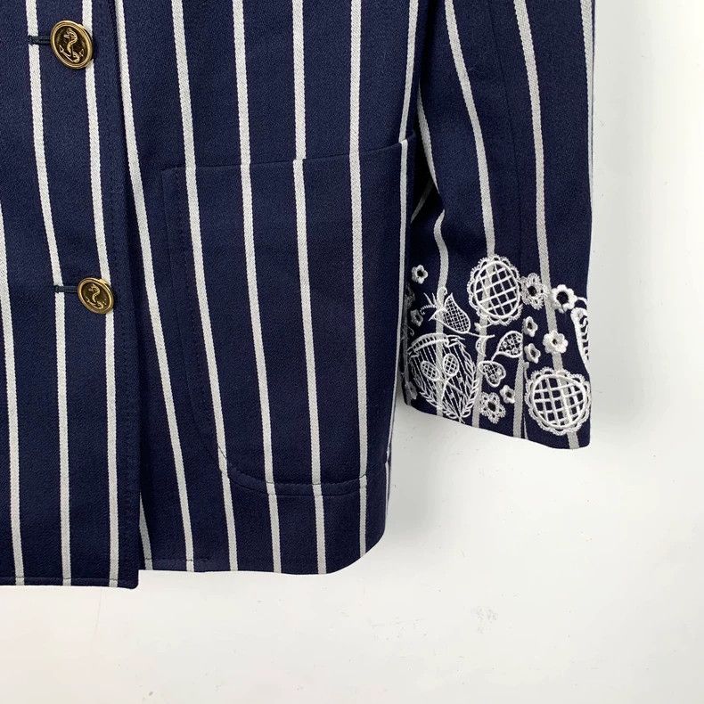 Thom Browne Thom Browne Dark blue striped wool lapel double-breasted s Size 36S - 4 Thumbnail