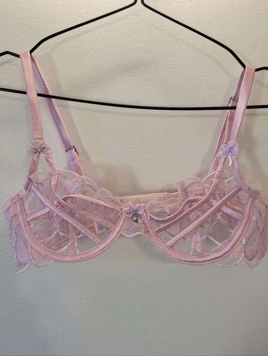 Other Lounge Lingerie Sheer Underwired Pink Embellished Bra - 32b Size ONE SIZE - 2 Thumbnail