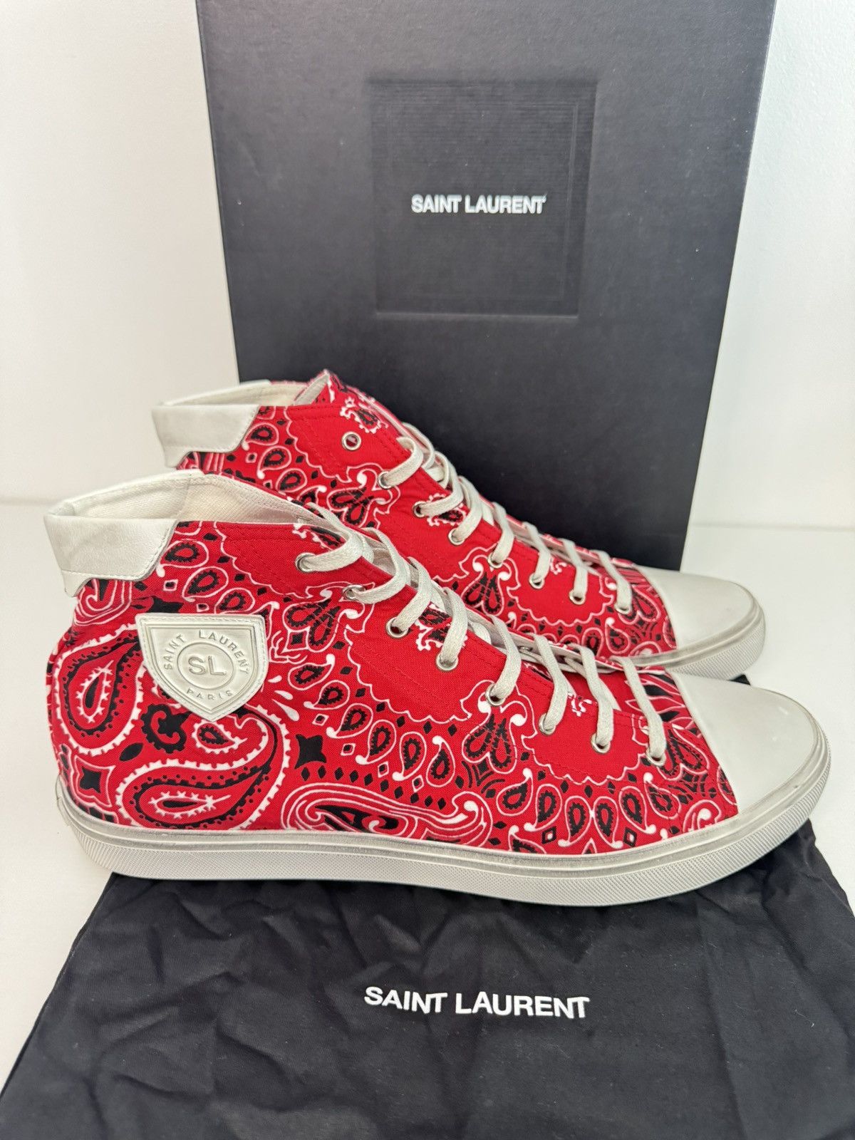 ＊Saint Laurent＊ Damon High Top Espadrilles Saint Laurent Men's Damon Espadrilles Canvas Black High Top