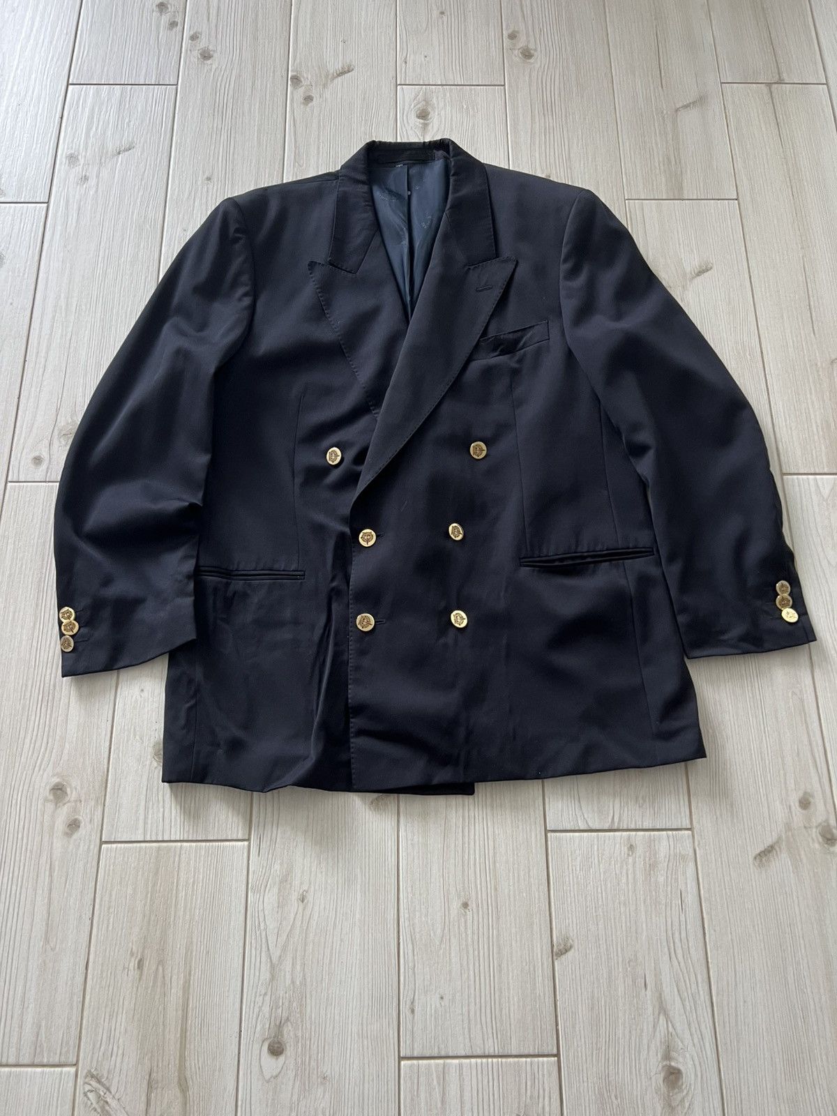 Paul & Shark Paul Shark Double Breasted Blazer Black Gold Buttons Classic Size 54R - 3 Thumbnail
