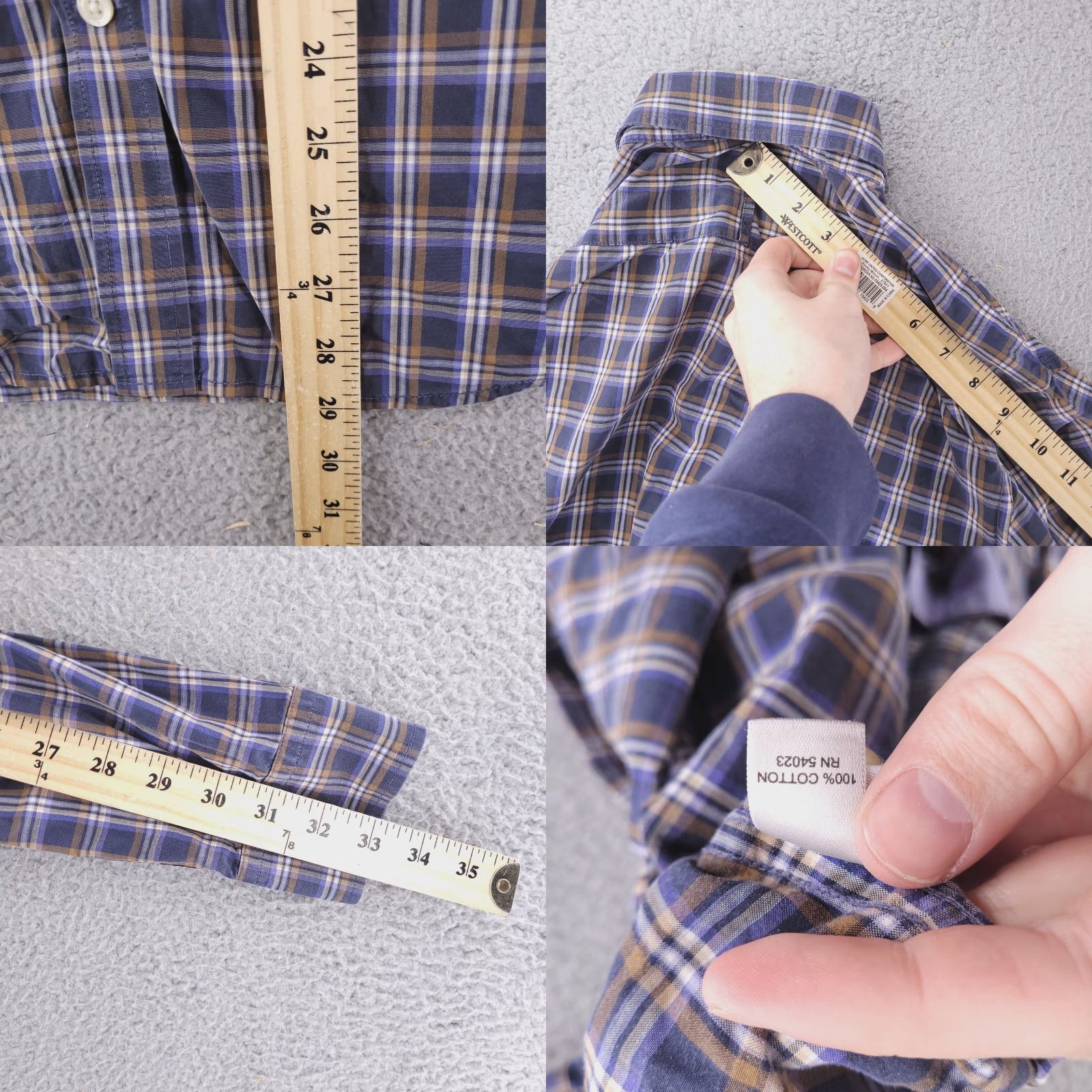 Banana Republic Banana Republic Shirt Mens Medium Check Blue Long Sleeve Button-Up Shirt Mens Medium Blue Check Cotton Shirt Size US M / EU 48-50 / 2 - 8 Thumbnail