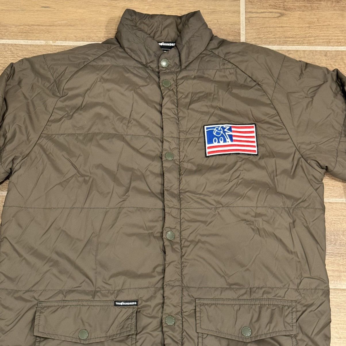 The Hundreds × Vintage The Hundreds Military Green Flag Quilted Puffer Jacket Coat Size US L / EU 52-54 / 3 - 4 Thumbnail