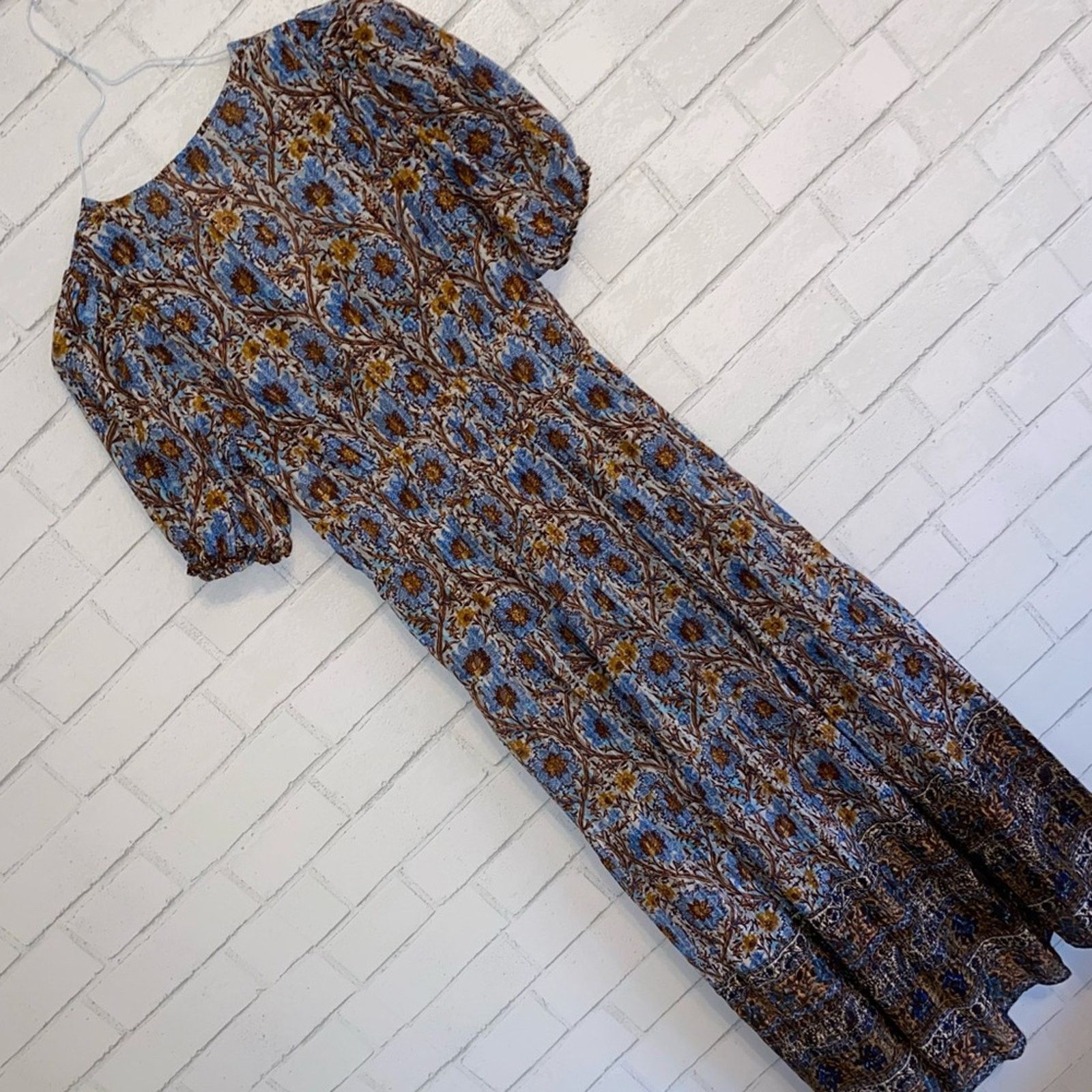 Ulla Johnson ULLA JOHNSON $490 Ilana Dress Caspia Blue Brown Womens 0 Size XS / US 0-2 / IT 36-38 - 13 Thumbnail