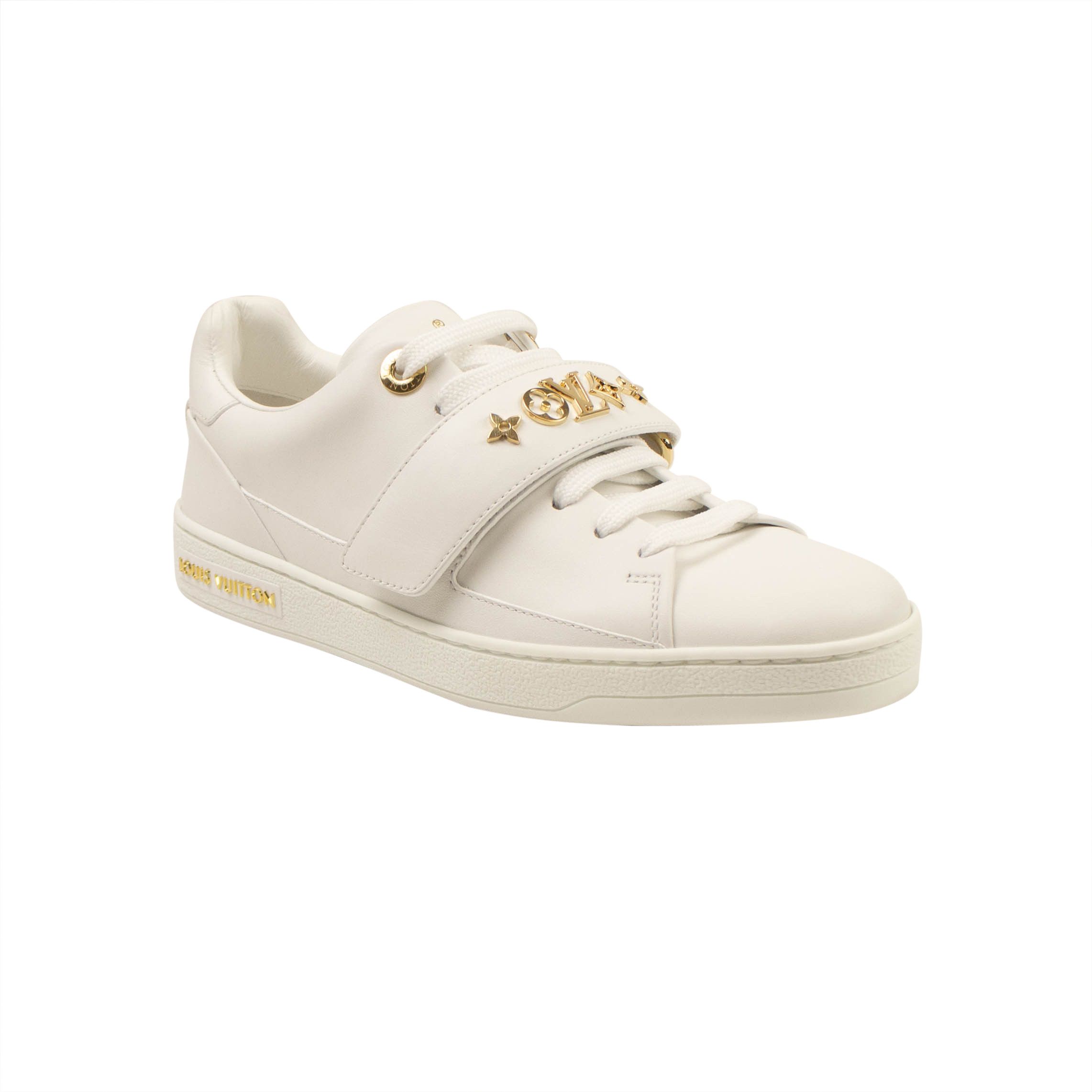 image of Louis Vuitton White Leather Lace-Up Frontrow Low-Top Sneakers Shoes Size 34, Women's