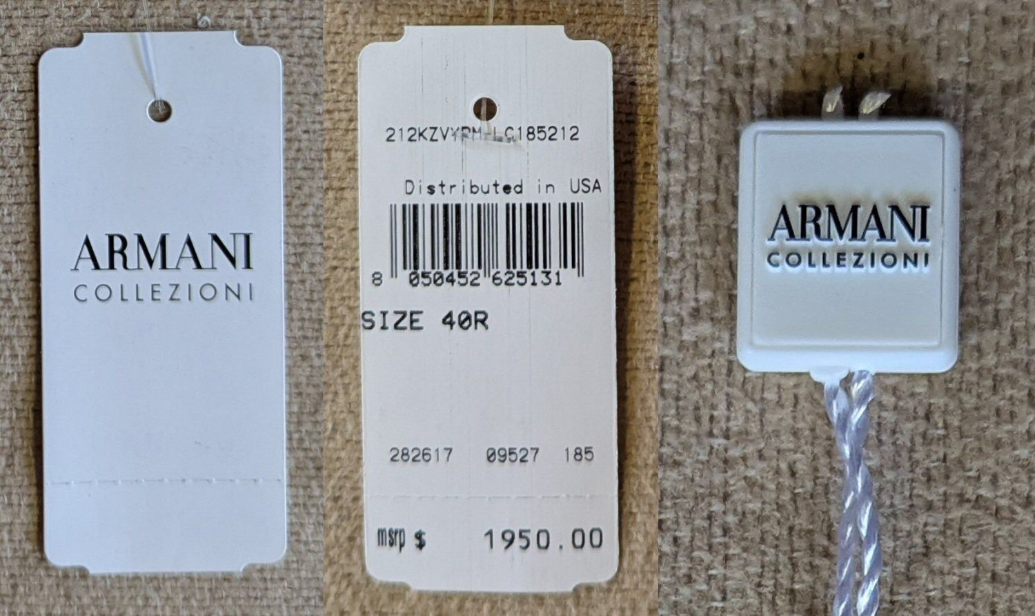 Armani Collezioni Armani 2-Button Single Breasted Beige Crinkled Suit 40R NWT Size 40R - 8 Thumbnail