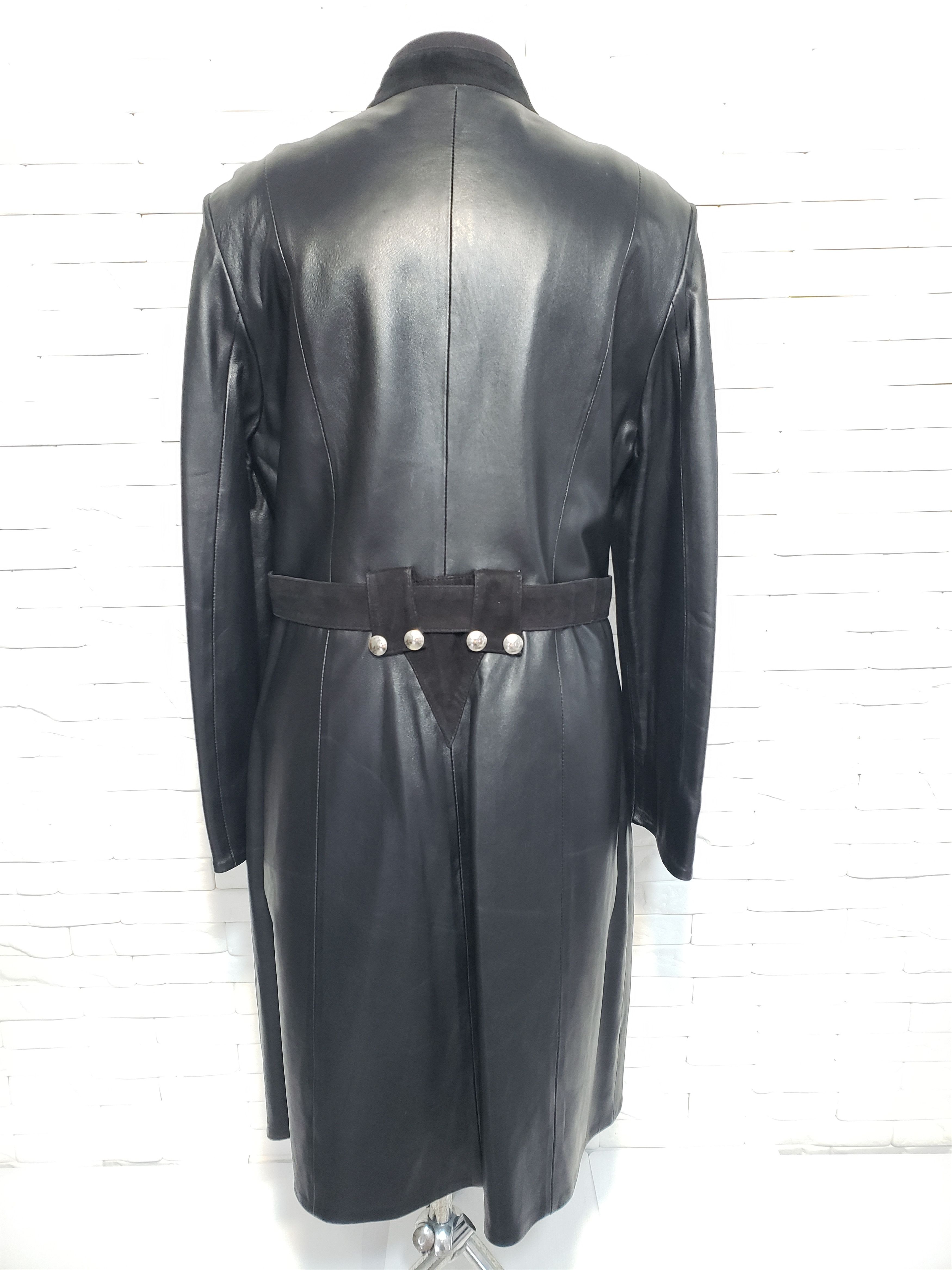 Genuine Leather Women black leather raincoat. Size XL / US 12-14 / IT 48-50 - 4 Thumbnail