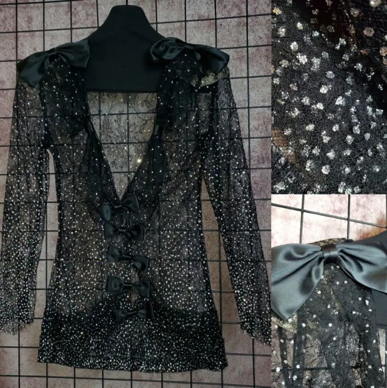 Dior Dior Women's Black Sheer Cardigan with Bows 0089 Size M / US 6-8 / IT 42-44 - 1 Thumbnail