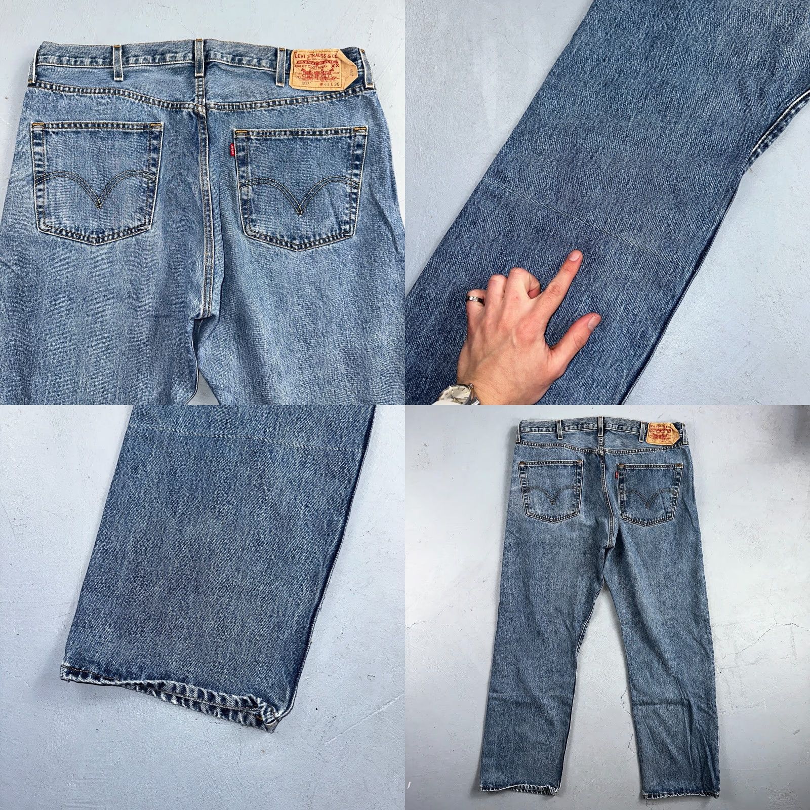 Levi's VINTAGE Levis 501 Jeans 90s XX Straight Leg Y2K Light Wash 40x30 Act 37x30 Size US 40 / EU 56 - 10 Thumbnail