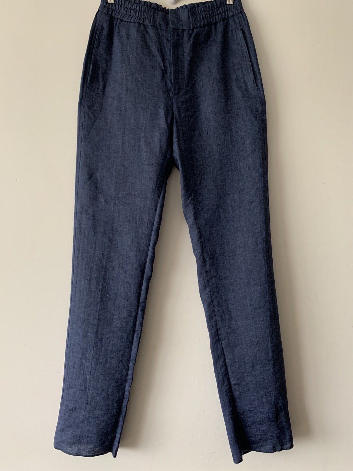 image of Loro Piana Gadd Linen Trousers in Blue, Men's (Size 30)