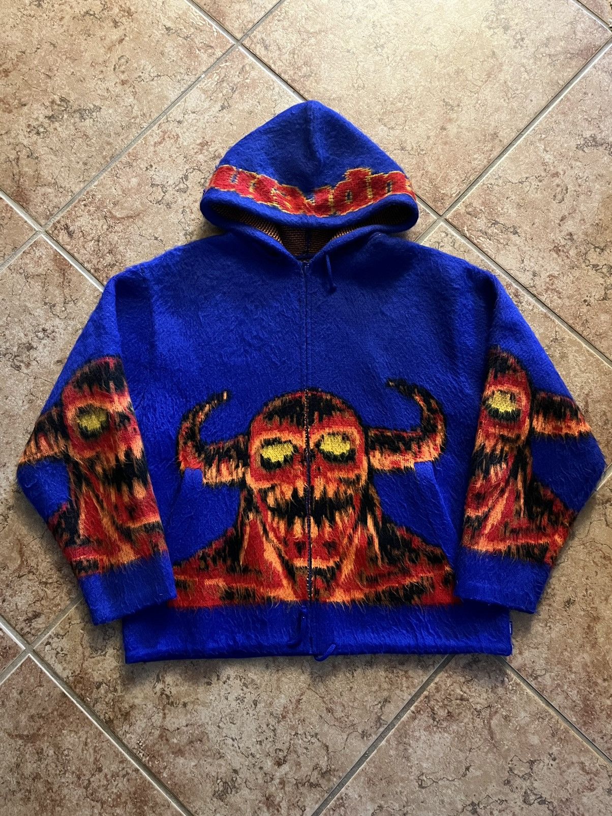 image of Ss24 Supreme Toy Machine Zip Up Hooded Sweater in Purple, Men's (Size Small)