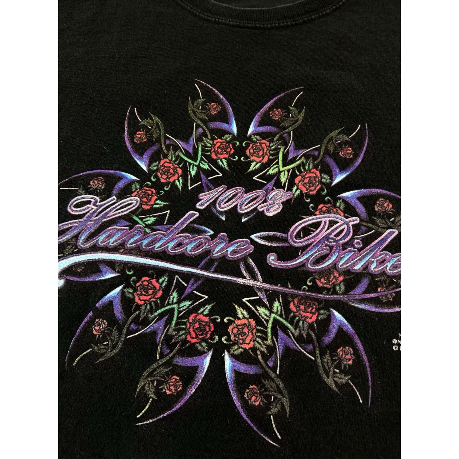 Vintage VINTAGE Quail Hollow Biker T-Shirt Long Sleeve Size L Mens Black Solid Graphic Rose Tribal Sleeve Size US L / EU 52-54 / 3 - 3 Thumbnail