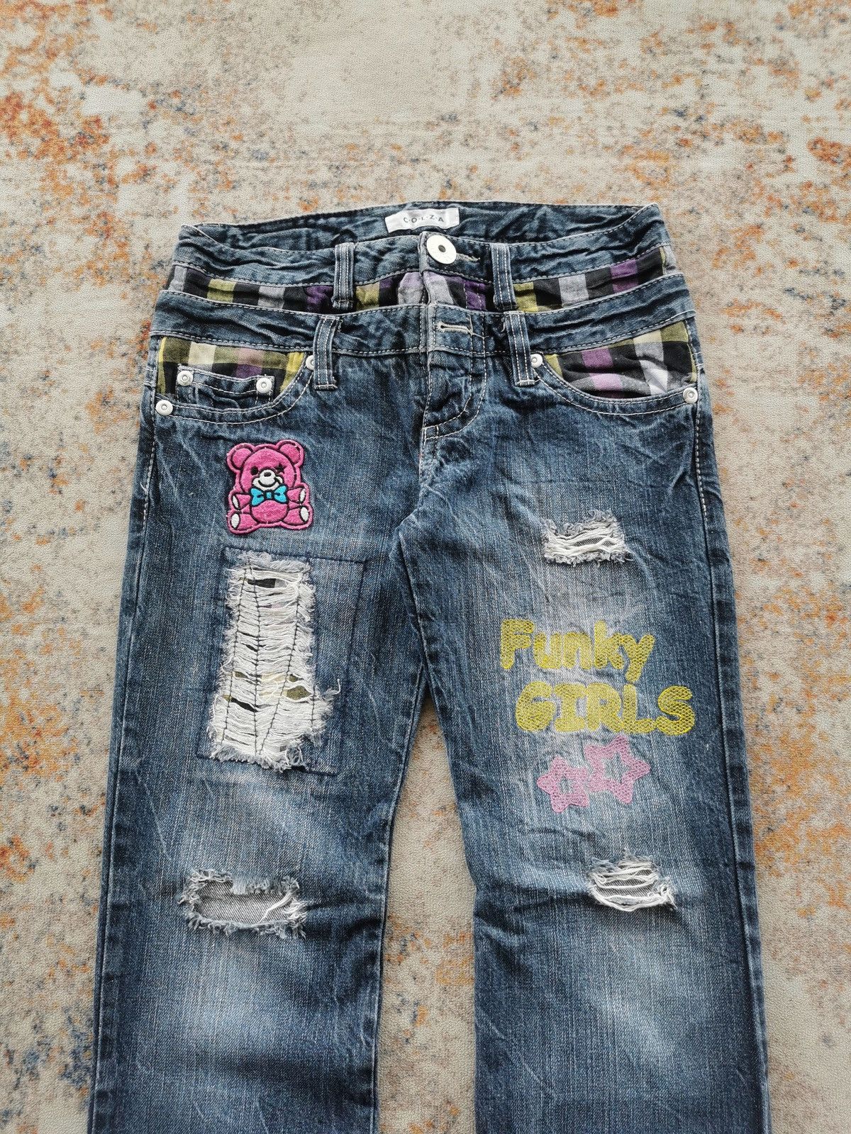 Ed Hardy Colza Japan Rakish Style Funky Girls Double Waist Jeans Size 28" / US 6 / IT 42 - 4 Thumbnail