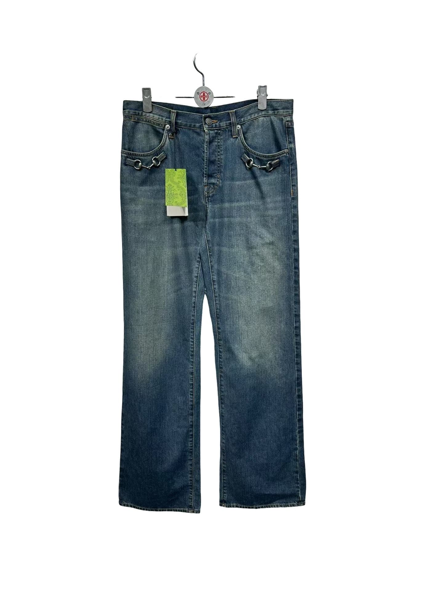 Gucci Gucci Demna Horsebit Jeans in Washed Japanese Denim Size 32