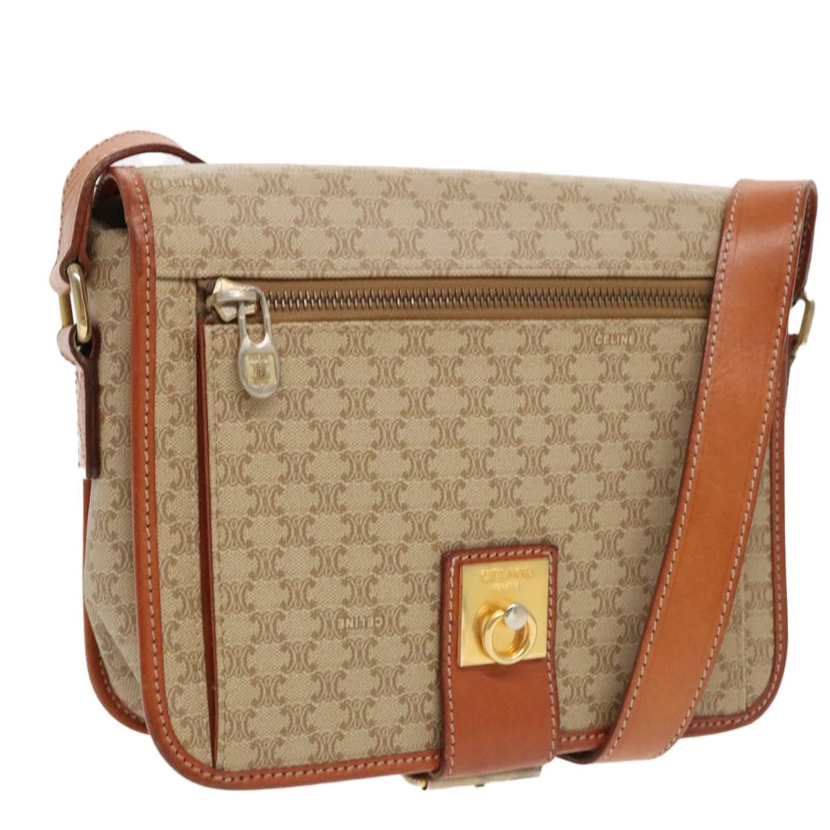 Celine CELINE Macadam Canvas Shoulder Bag Beige Gold Size ONE SIZE - 1 Thumbnail