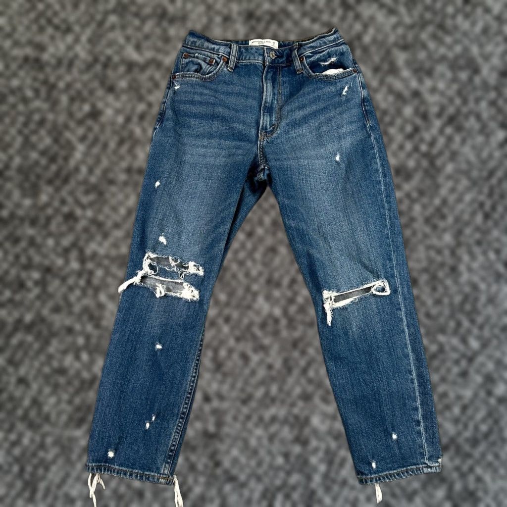 Abercrombie & Fitch VINTAGE Abercrombie & Fitch Curve Love Mom High Rise Jeans Womens Size 4 Blue Distressed Denim Size 27" / US 4 / IT 40 - 1 Thumbnail