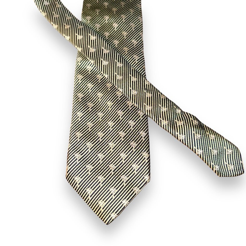 Other Yapre’ Green & White Stripe Handmade Silk Tie Size ONE SIZE - 1 Thumbnail