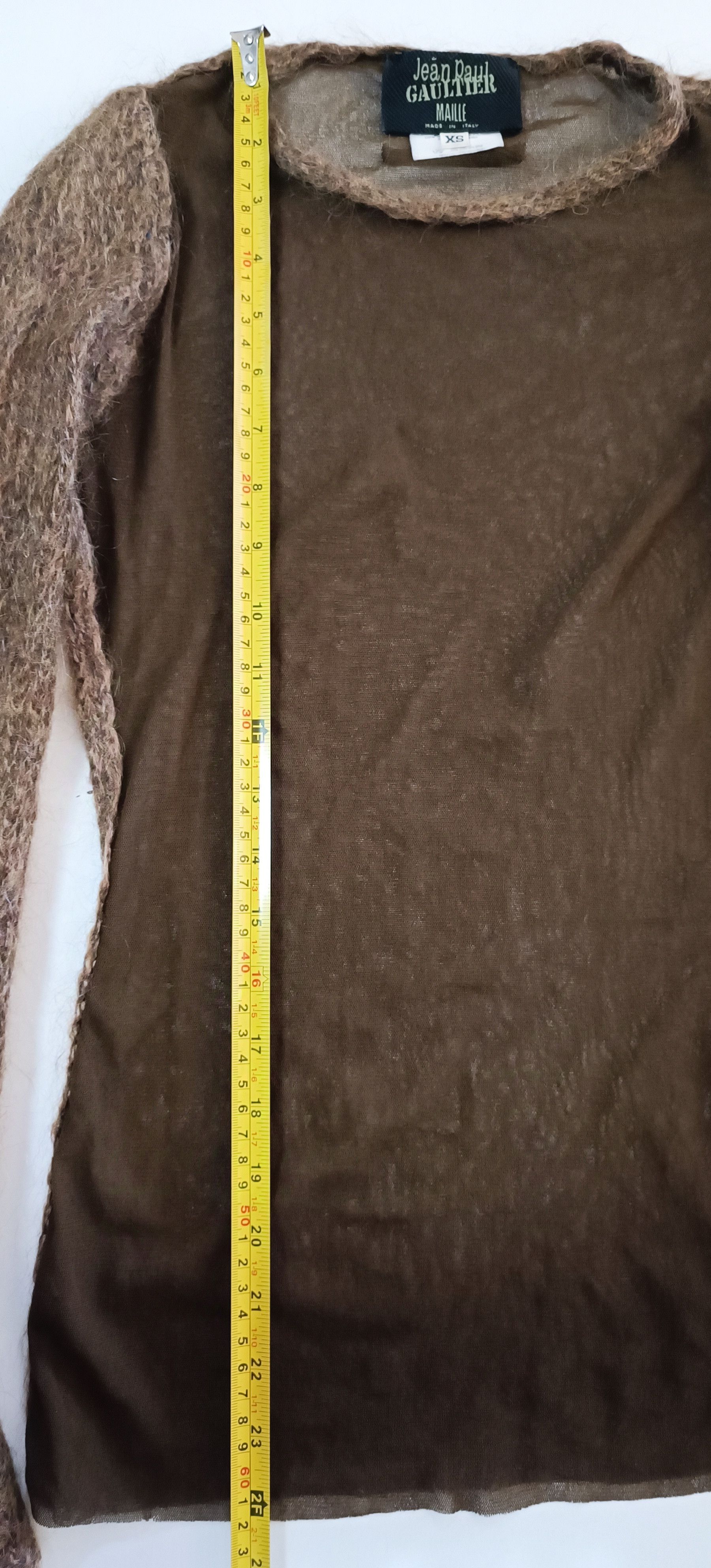 Jean Paul Gaultier 90's- Mohair sleeves and nylon micro mesh top Size XS / US 0-2 / IT 36-38 - 22 Thumbnail