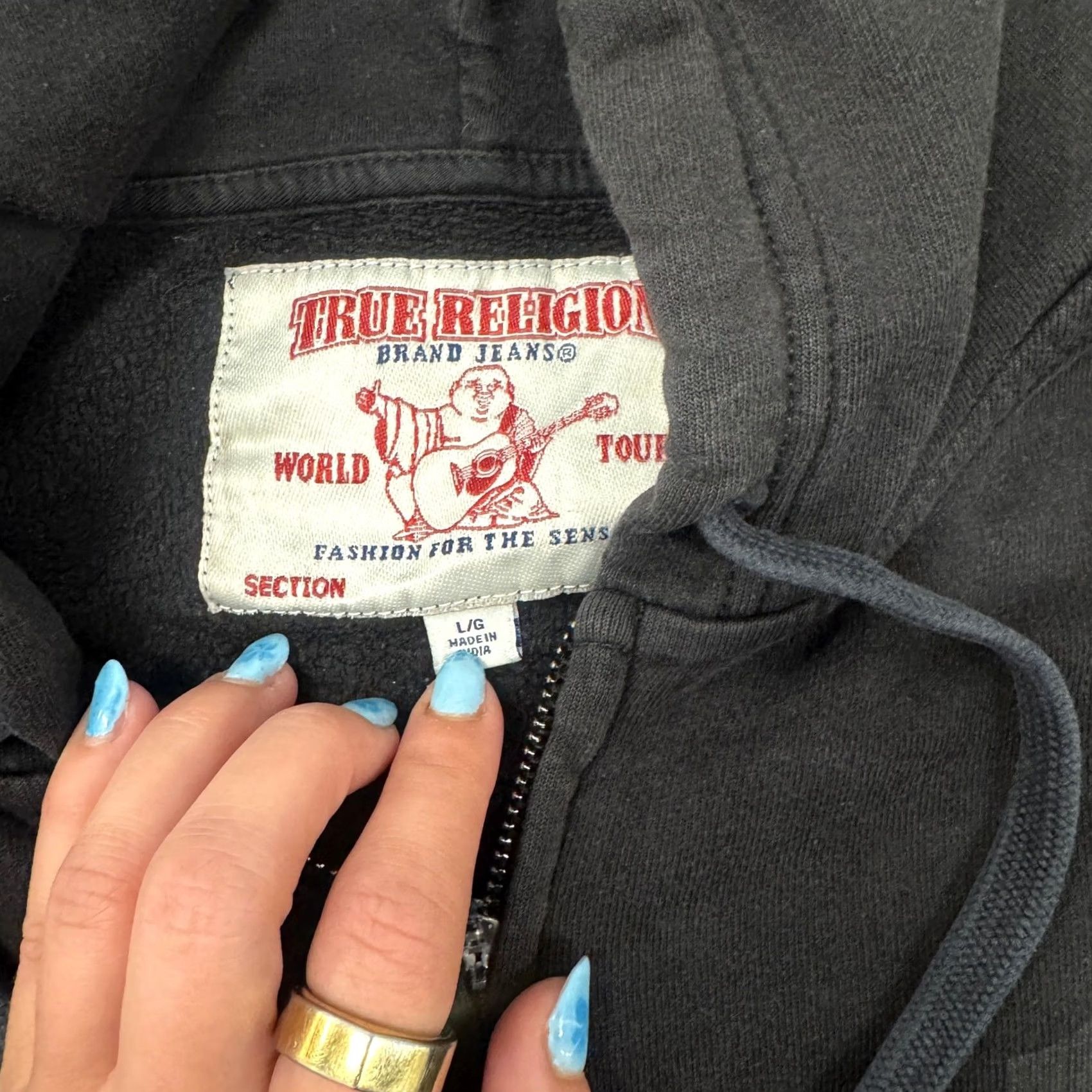 True Religion VINTAGE True Religion Hoodie Shirt Full Zip Womens L Black Buddha Logo 90s 2000s Womens Size L / US 10 / IT 46 - 3 Thumbnail