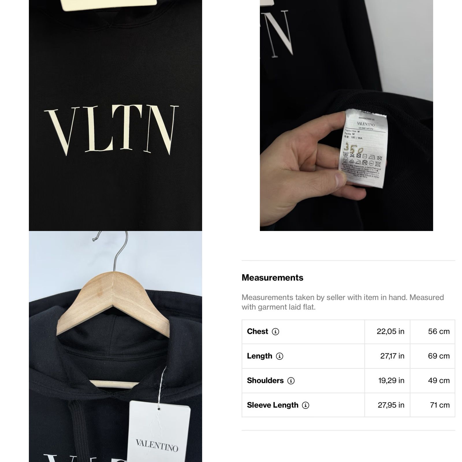 Valentino VINTAGE Valentino VLTN Hoodie Men Pullover Black M Made in Italy NEW with tag (top tag missing) Size US M / EU 48-50 / 2 - 9 Thumbnail
