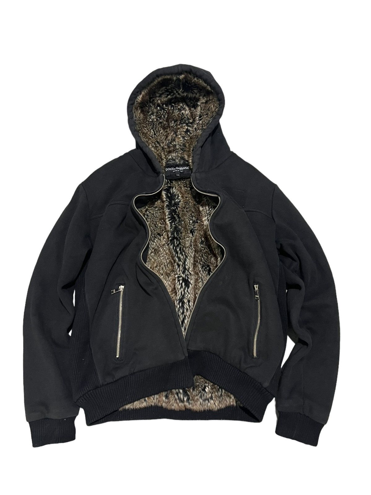 Pre-owned Dolce & Gabbana Fur Zip Hoodie Ifsixwasnine Lgb Style In Black