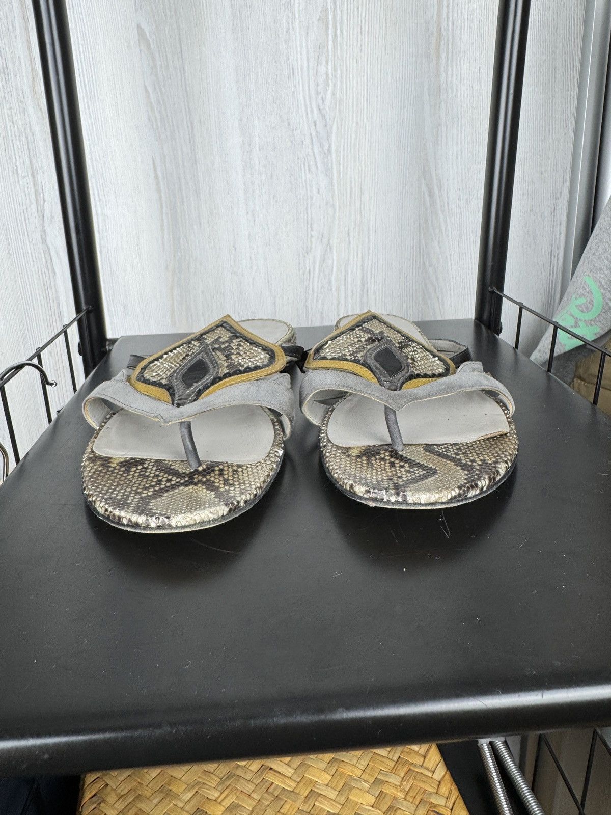 Miu Miu Miu Miu Lizard snake leather and suede sandals mules Sz 37 Size US 7 / IT 37 - 7 Thumbnail