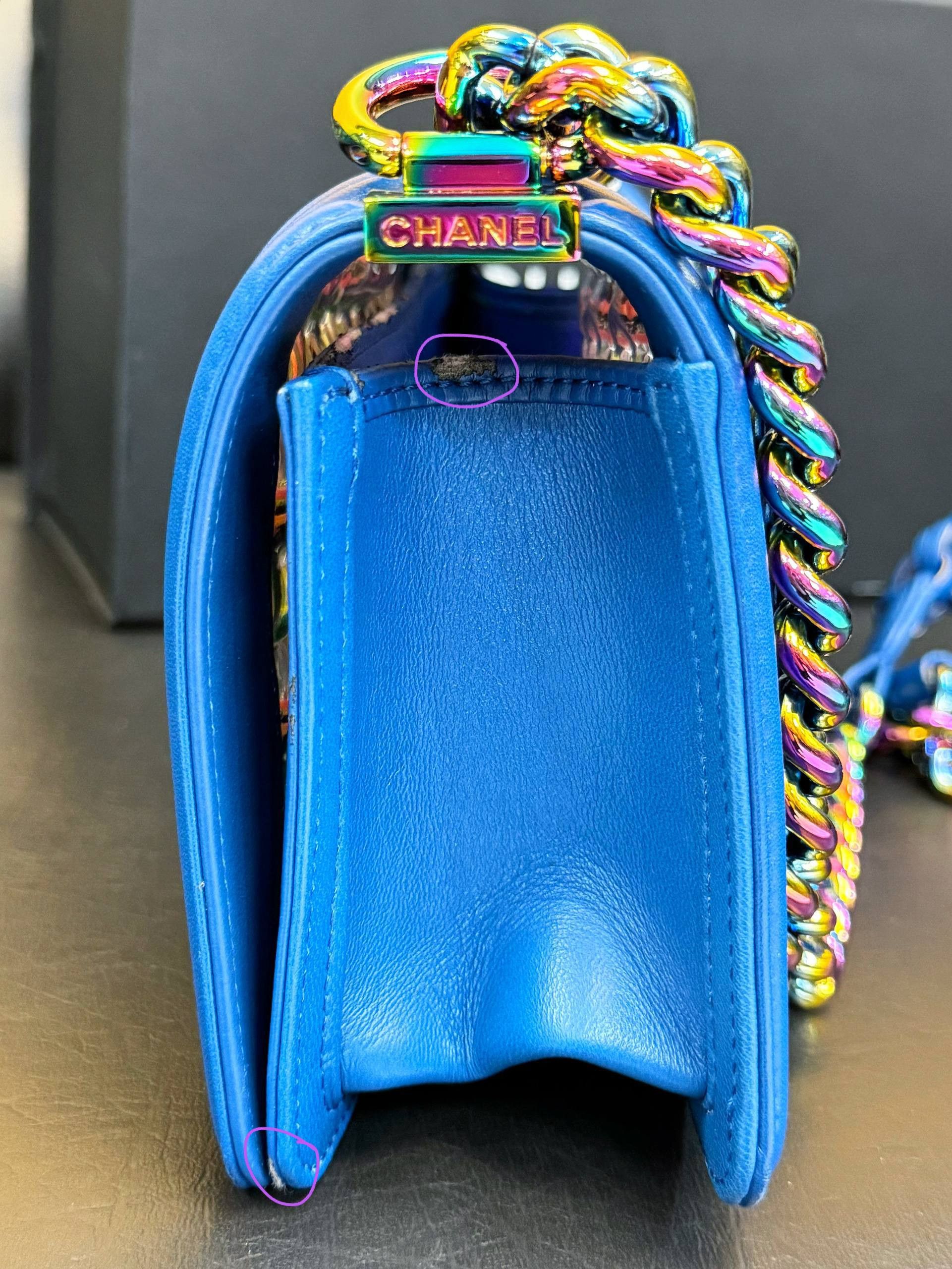 Chanel Chanel Old Small Boy Flap Bag Blue Rainbow Woven PVC Size ONE SIZE - 5 Thumbnail