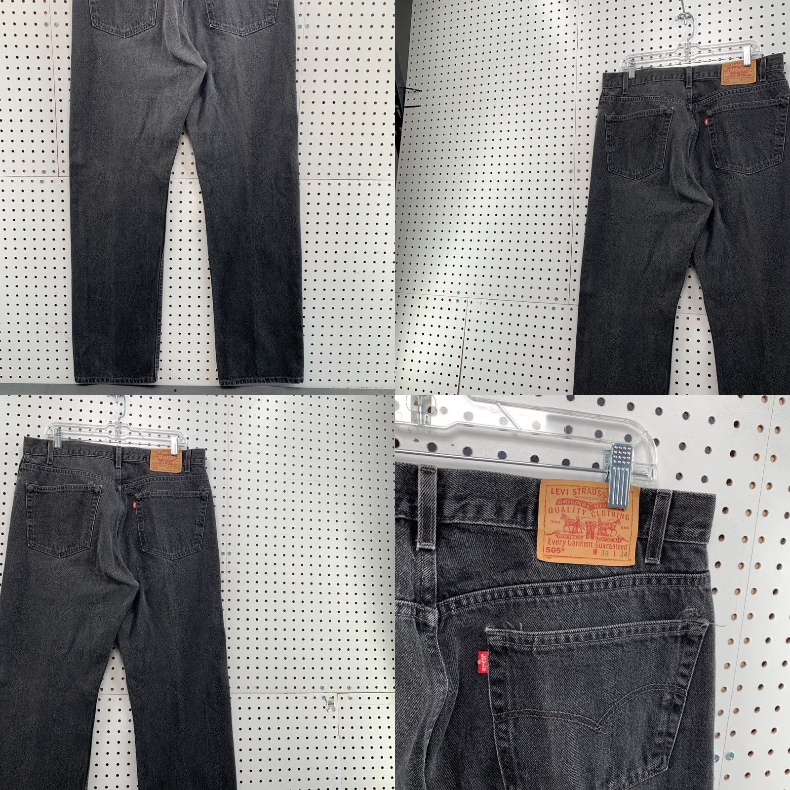 Levi's VINTAGE Levi's 505 Black Denim Jeans Mens Straight Regular 35x34 90s Theme Leather? Size US 38 / EU 54 - 9 Thumbnail
