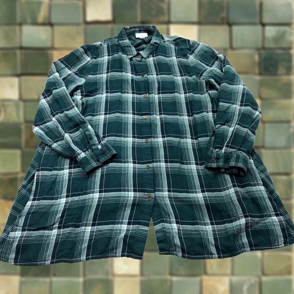 J. Jill J.Jill Button-Up Shirt Long Sleeve Plaid 100% Rayon Green Pockets Women's MED Regular Size M Moda Shirt Size M / US 6-8 / IT 42-44 - 1 Thumbnail